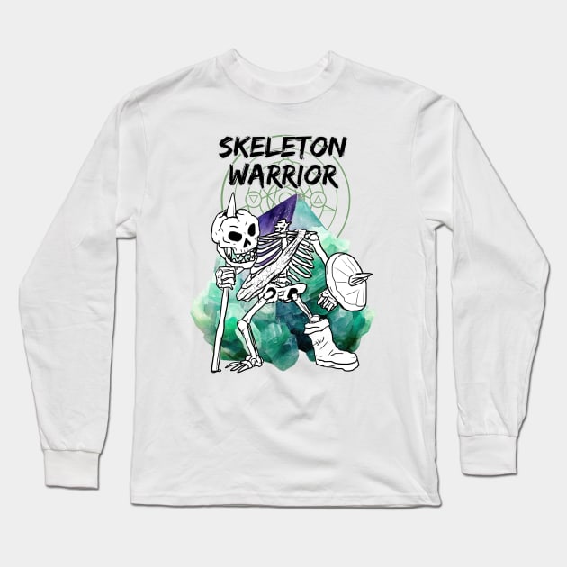 Skeleton Warrior DnD fantasy character Long Sleeve T-Shirt by Moonwing